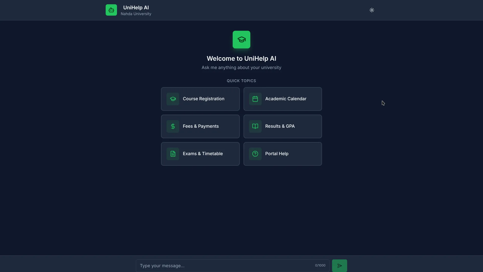 Project Screenshot - UniHelp AI